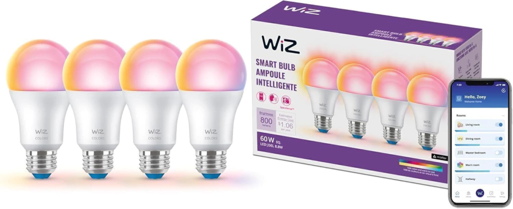 WiZ 4 Focos Inteligentes con luz multicolor 60W