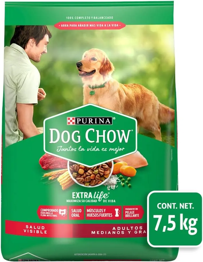 Purina Dog Chow Adulto Raza Medina y Grande Sabor Carne y Pollo 7.5Kg