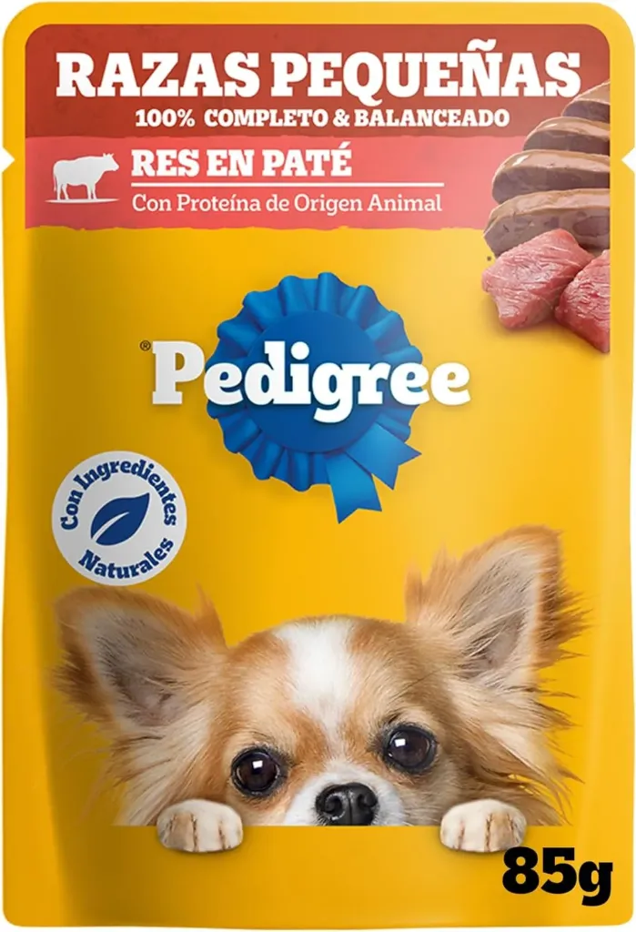 Pedigree Alimento Húmedo Raza Pequeña Sabor Res en paté Filetes 24 Sobres