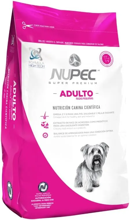 Nupec croquetas para Perros, Adulto Razas pequeñas, con Omega 3 y 6, presentación de 2 kg.