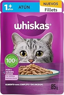 Whiskas Alimento Húmedo para Gatos, sabor Filetes De Atún 85g c/u. Paquete de 24 unidades
