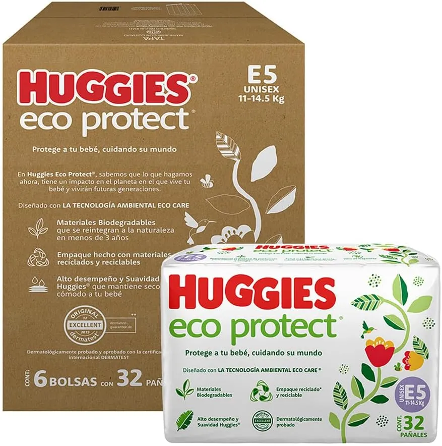 Huggies Eco Protect Pañal Desechable para bebé, Unisex, Etapa 5, Caja con 192 Pañales