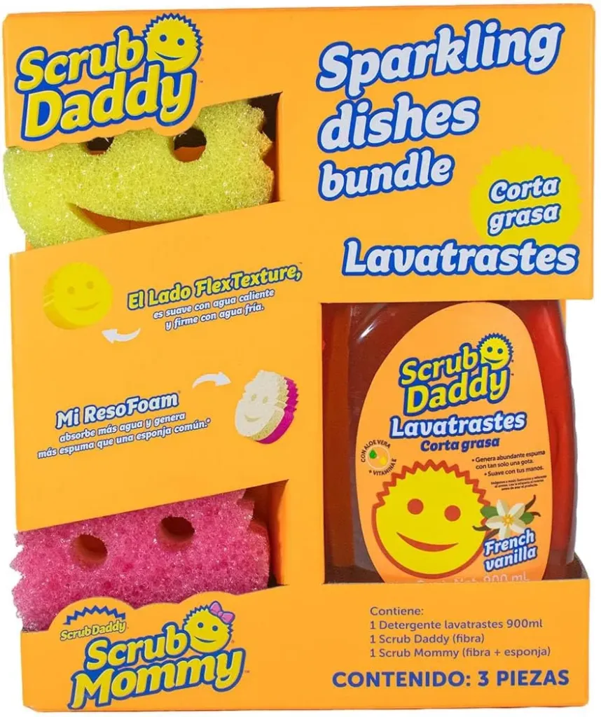 Sparkling Dishes Bundle - Lavatrastes Scrub Daddy 900ml + Scrub Daddy + Scrub Mommy