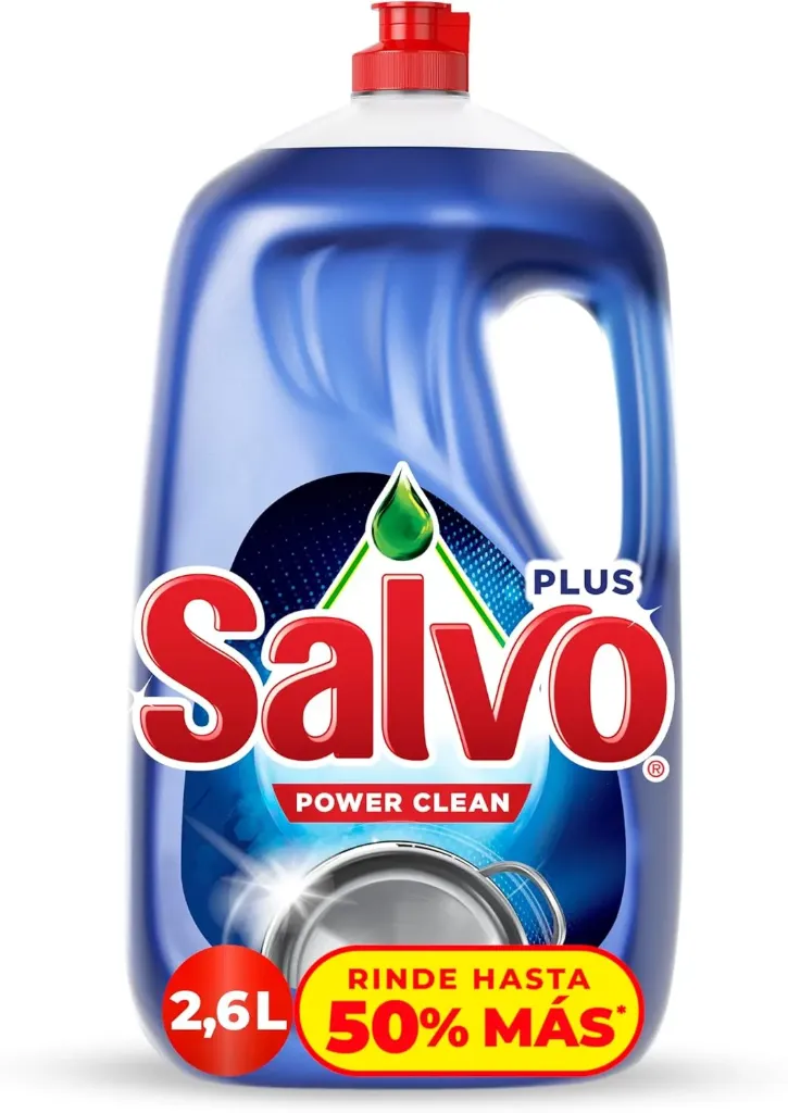 Salvo Power Clean Lavatrastes Líquido, Jabon Liquido para Trastes con Triple Poder Cortagrasa', 2.6L