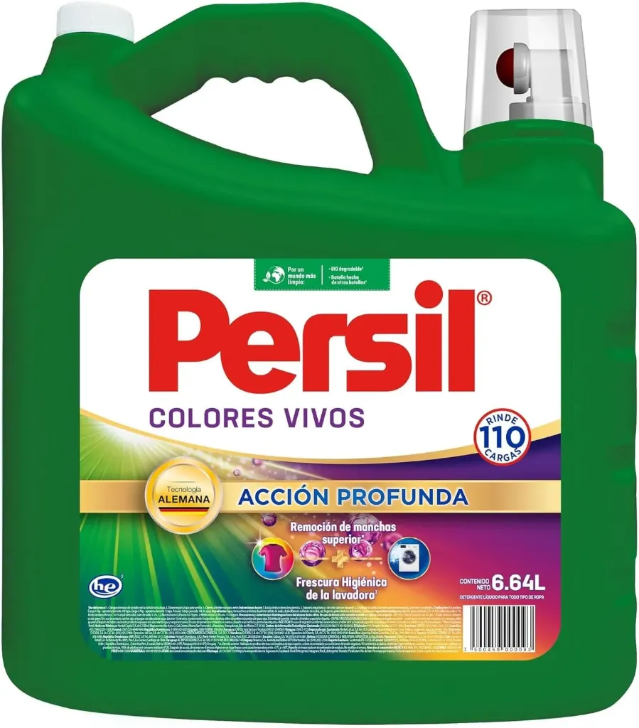Persil - Detergente Gel Colores Vivos 6.64L Jabón Líquido para Ropa Acción Profunda (96 cargas)