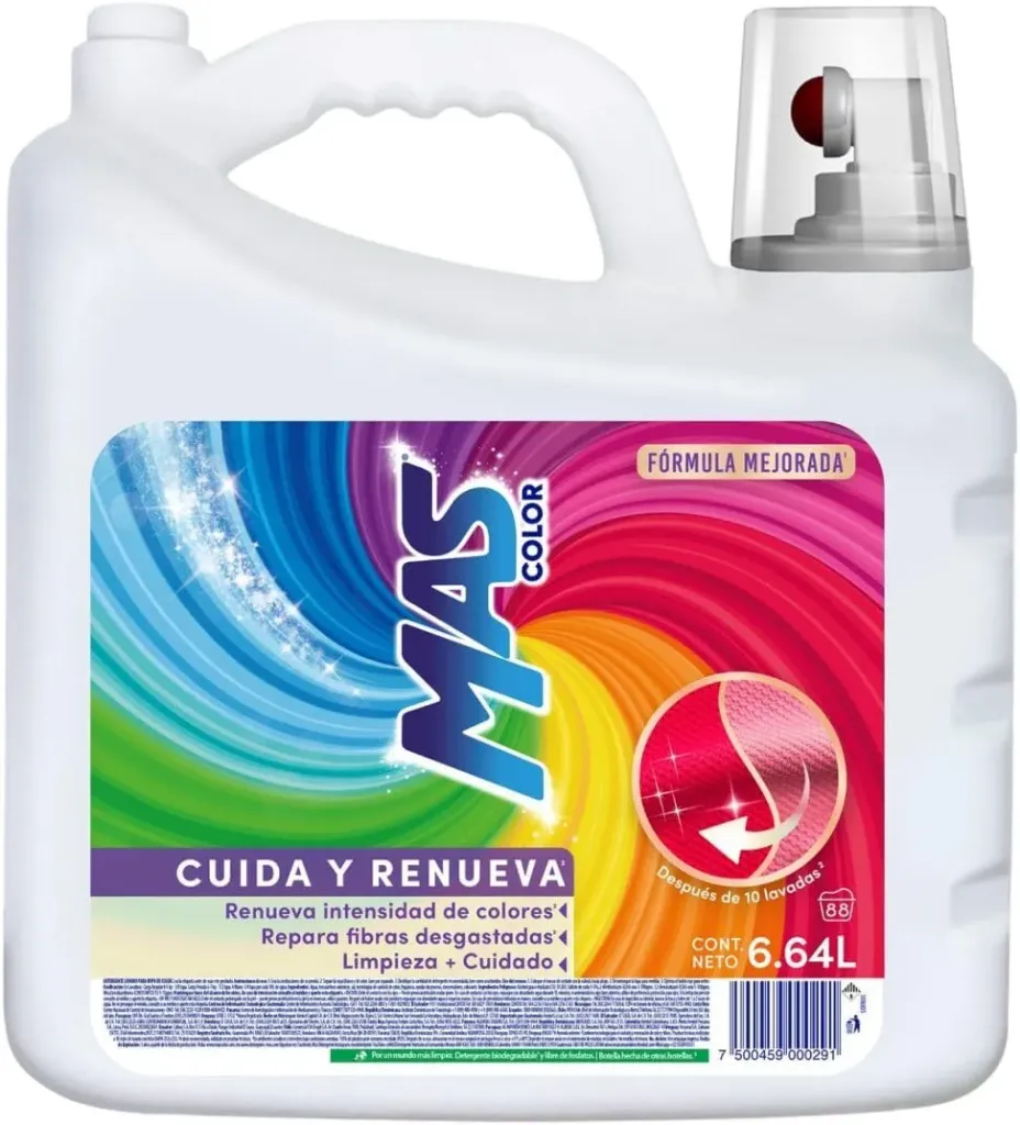 Mas Color Detergente Líquido 6.64L Renueva Color Ropa (88 Cargas)
