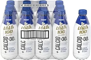 Lala 100 Leche Calcio, Leche Sin Lactosa Parcialmente descremada Ultrapasteurizada, Reducida en Grasa con Proteína sin Refrigerar, Contenido: 1 Paquete con 12 Piezas de 1 litro c/u