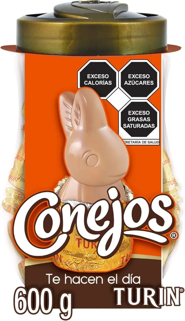 Conejos Turin Chocolates Tubo de 30 piezas, 20g cada pieza.