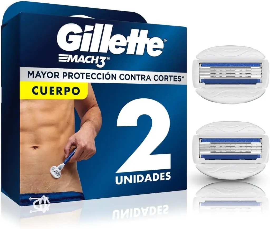GILLETTE Mach3 Cuerpo, Cartucho de Rastrillo para Afeitar 2 respuestos