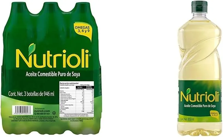Nutrioli - Aceite de Soya Nutrioli Tripack 946 ml + Aceite Vegetal De 850 ml