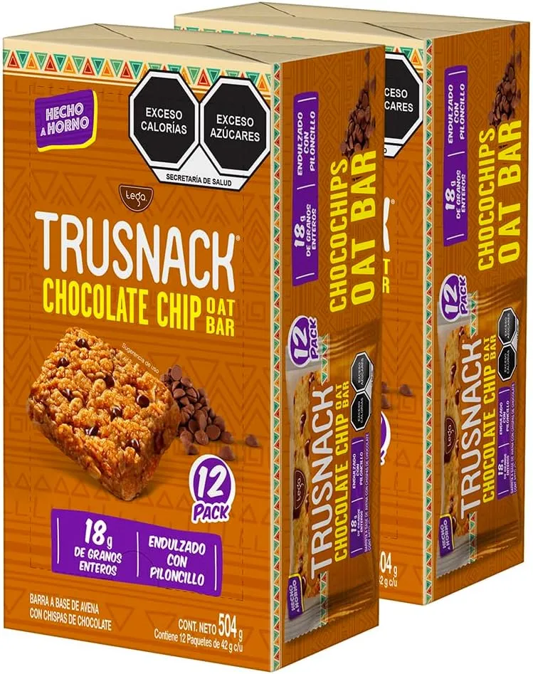 Trusnack Oat Bar Chocolate Chip - 2 Cajas con 12 piezas cada una