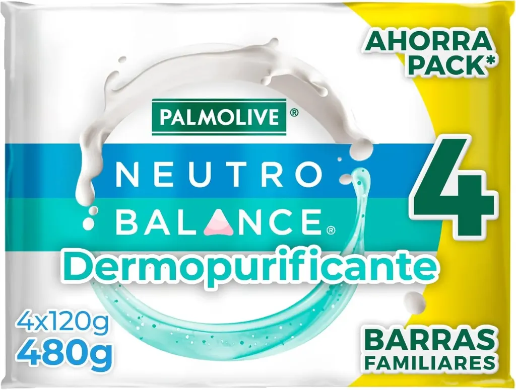 2 paquetes de Palmolive Jabón de Baño Neutro Balance Dermo Purificante 4 x 120 g.