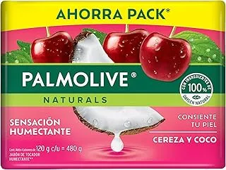 Palmolive Jabón de Baño Naturals Cereza y Coco en Barra 4 x 120 g.