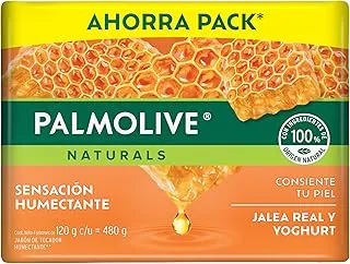 Jabón en Barra Palmolive Naturals, Hidratación Luminosa,Extracto de Jalea Real y Yoghurt, 4x120gr