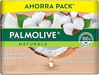 Palmolive Jabón de Baño Naturals Coco y Algodón en Barra 4 x 120 g.