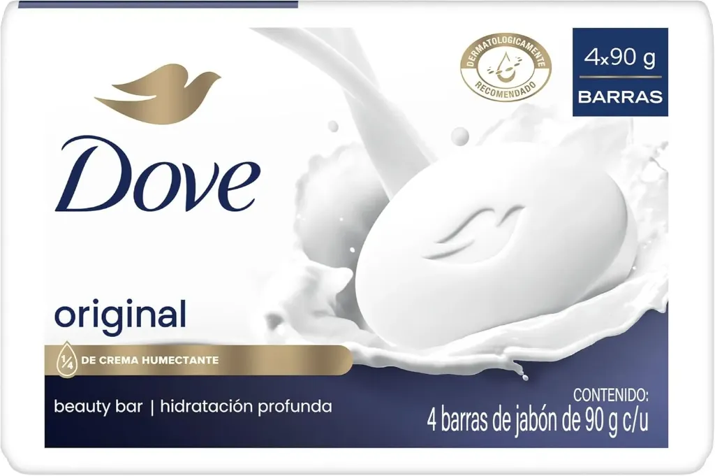 Dove Jabón en Barra Original con 1/4 de crema humectante, 4 piezas de 90g