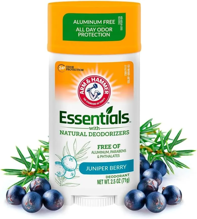 2 paquetes de Arm & Hammer Essentials Desodorante Natural en Barra Fruta de Enebro, 71 g.