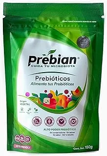 Prebian Probioticos Alimenta tus Probióticos, Fortalece la Microbiota intestinal, Favorece la Salud Digestiva. Sin Sabor, Keto Friendly. (Bolsa 150 gr)